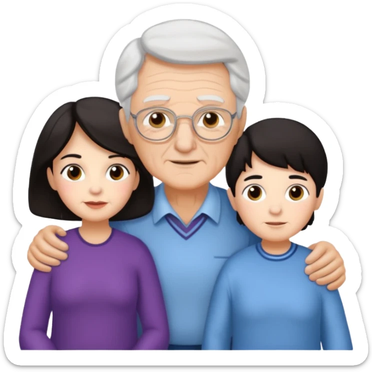 All white grandma and grandpa. The kids should have dark hair sticker