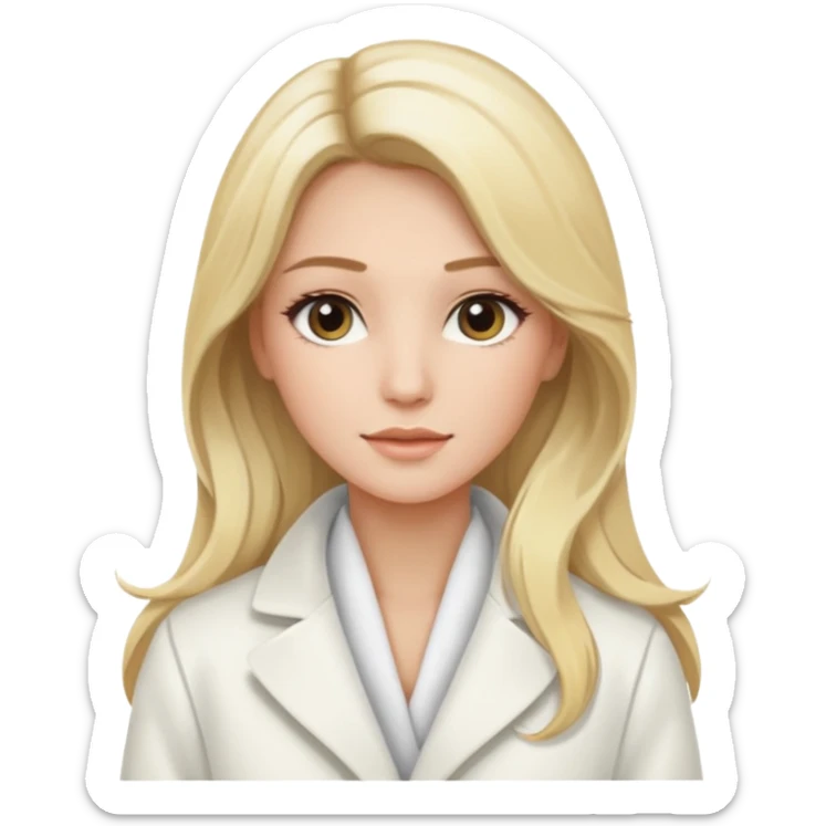 Cosmiatra en spa rubia con balayage cabello hasta la largo otro tino de rubia sticker