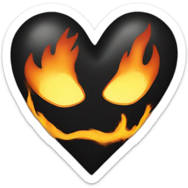 black heart on fire sticker