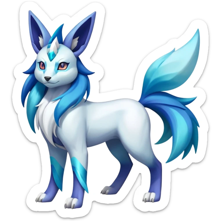 Shiny Colorful Iridescent Cobalion-Suicune-Glaceon-fakemon (full body) sticker