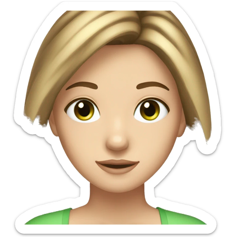15 year old girl with brown hair and blonde highlights with straight hair and green eyes sticker