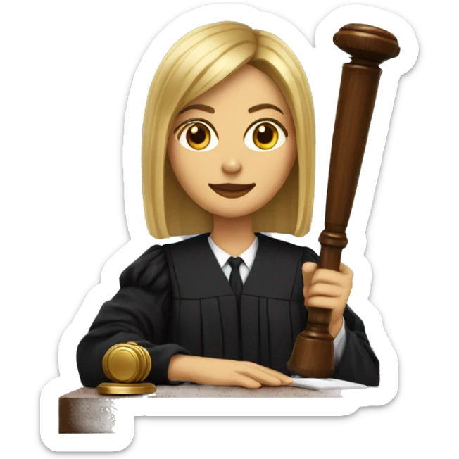 woman with straight hair in judge outfit with gavel  sticker