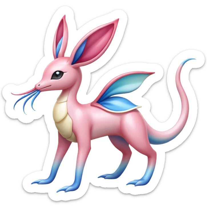 Colorful Shiny Exotic Cresselia-Sylveon-Milotic-Fakémon-hybrid-creature (full body)  sticker