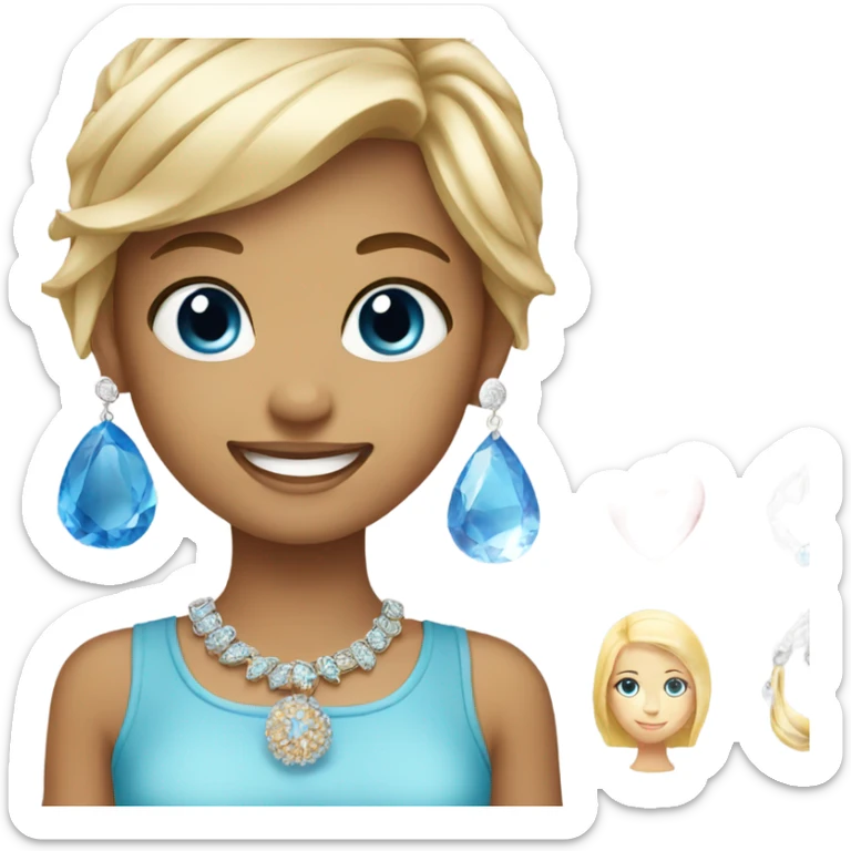 Keep this photo smiling girls with jewelry but blonde girl has blue eyes sticker
