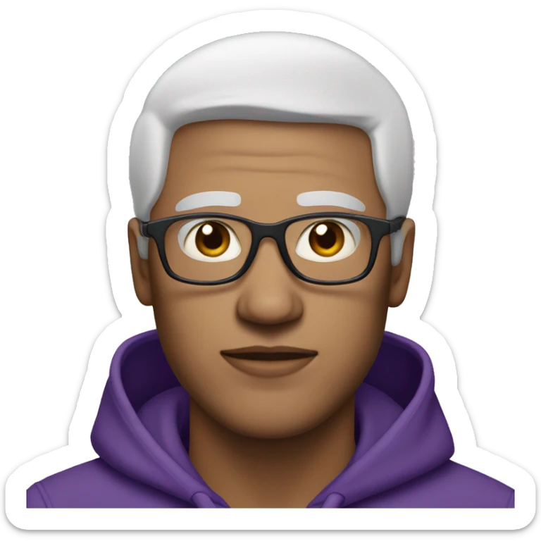 Man with glasses in purple hoodie white skin sticker