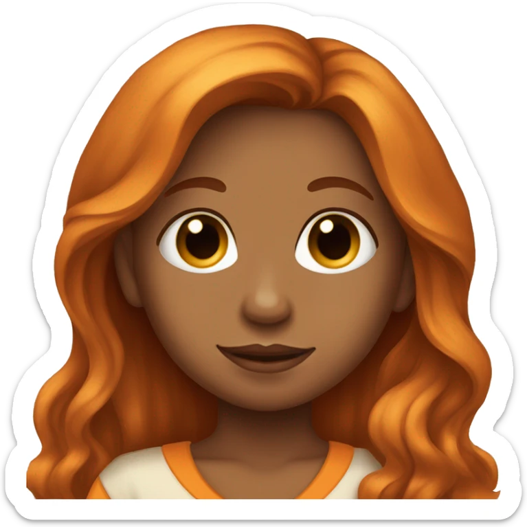Tan Girl with long orange hair holding a brown haired baby boy sticker