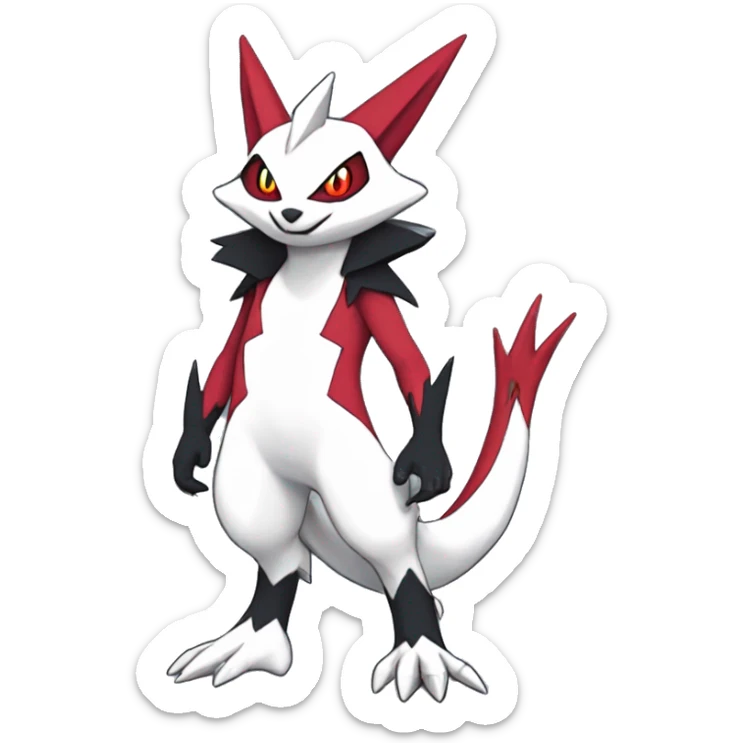 Cool Edgy Zangoose-Seviper Fakémon Digimon with Edgy markings, full body, outlined sticker