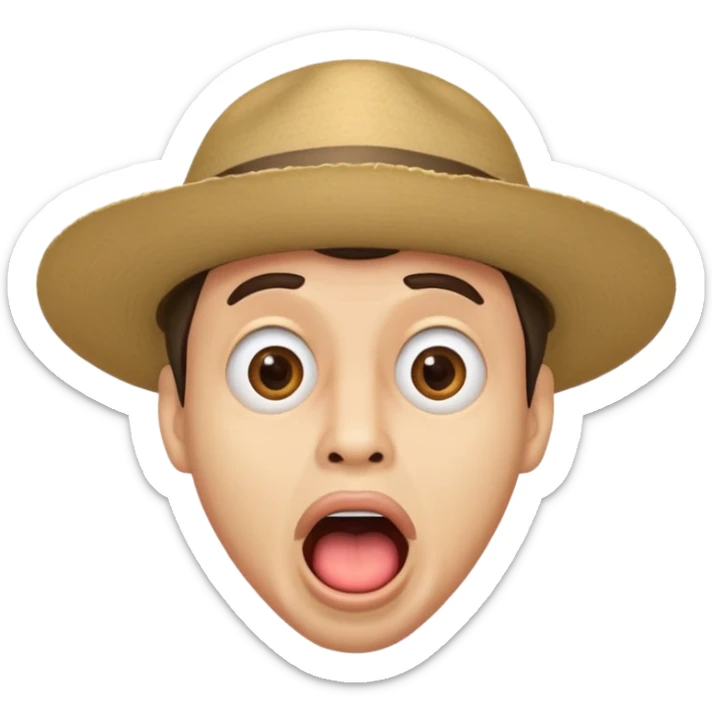 homme créole réunionnais  étonné  bouche ouverte avec chapeau sticker