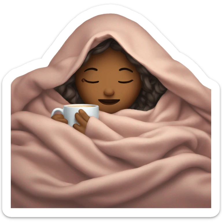 girl inside a blanket sipping coffee eyes closed sticker