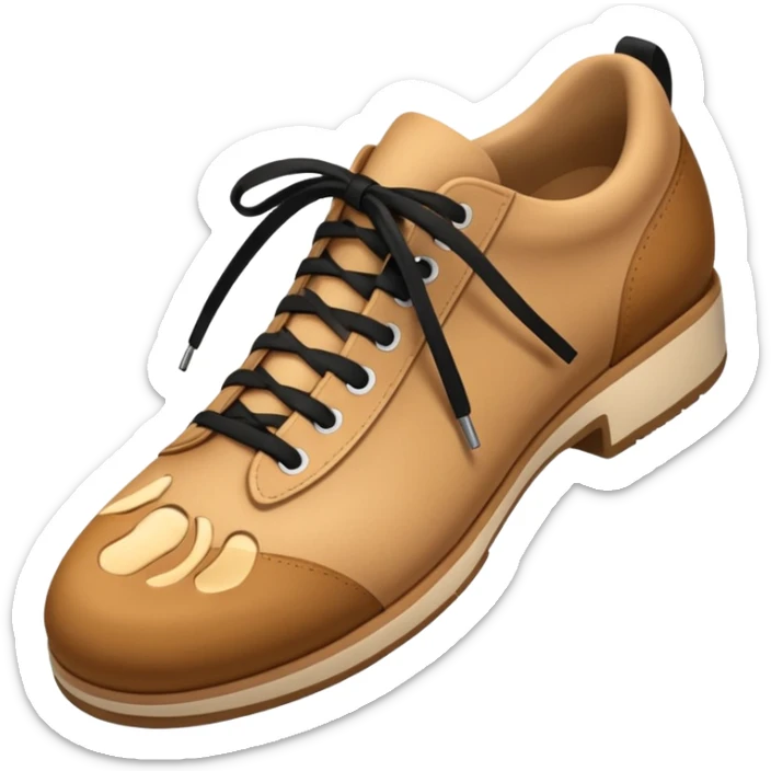 3D Apple-style emoji of a shoe with a foot inside, stepping and showing a clear shoe print below.







 sticker