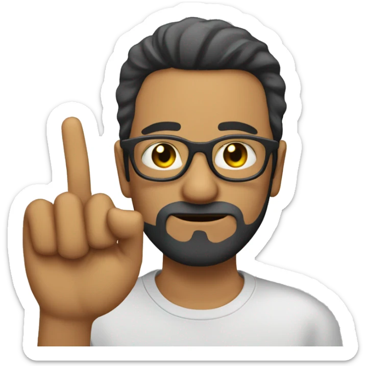 Mexican man with beard glasses and short hair with his finger up his nose sticker