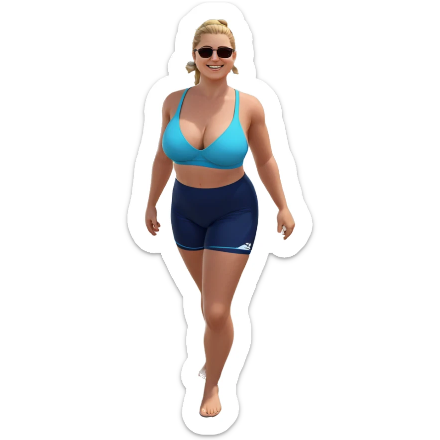 smiling girl at the beach sticker