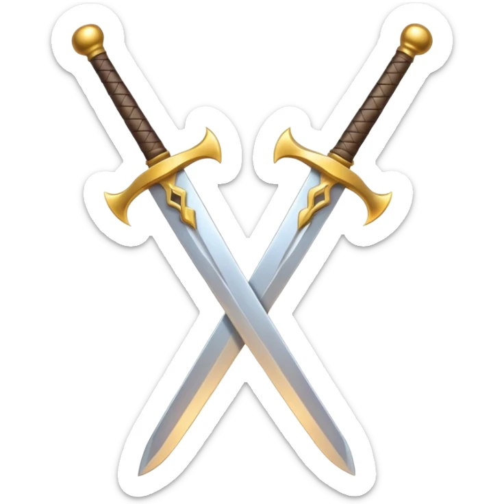 dual swords with gold hilts, emoji style, similar to the closed coffee cup emoji style sticker