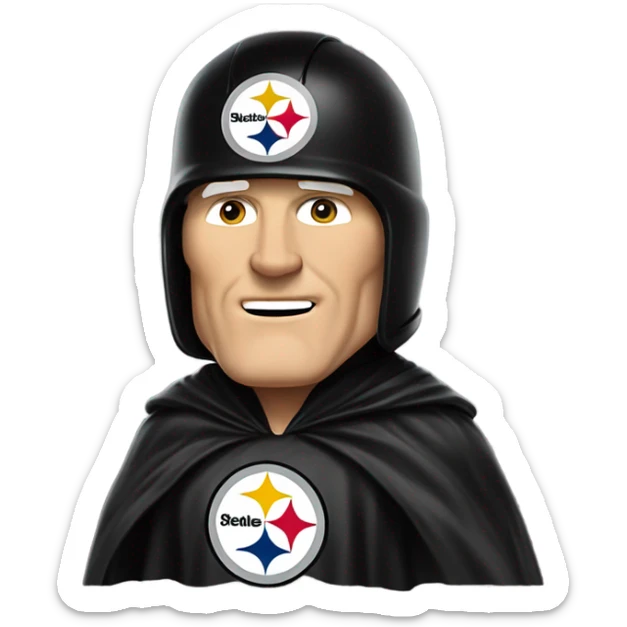 Terry Bradshaw Pittsburgh Steelers player in helmet and uniform with black cape. sticker