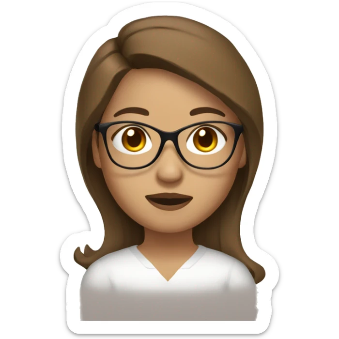 filipina with brown hair black eyes with gold glasses  sticker
