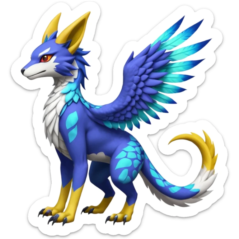 Alpha Renamon-Gryphon-Zeraora-Bastet-Koraidon-Latias-Vernid-Sergal-fusion-hybrid-creature sticker