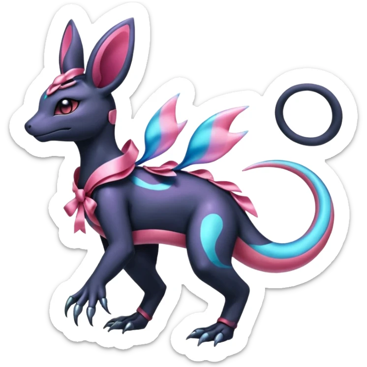 Shiny Nebulae Dusknoir-Salandit-Sylveon-Fakémon-hybrid-creature (full body)  sticker
