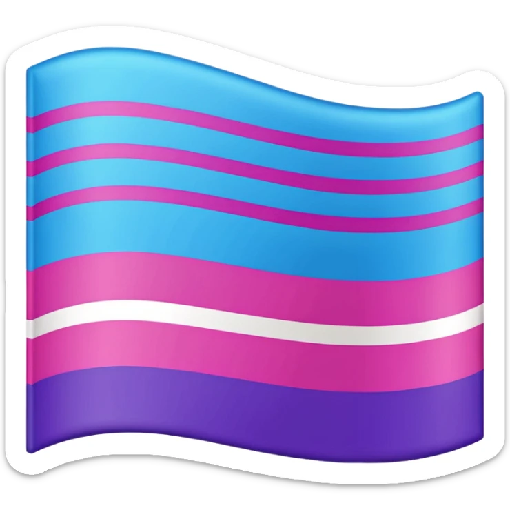 I want a flag, I want the first stripe at the top of the flag to be pink 🩷. I want The middle stripe to be the color purple 💜. And finally the bottom stripe I want the color blue 💙. Only those three colors in that exact order, pink, purple, blue. Make the colors more vibrant. No white. sticker
