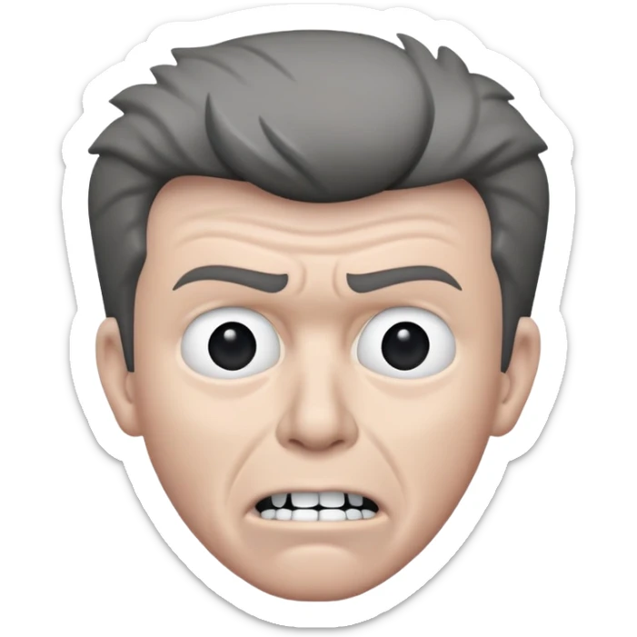 Really Wide Rick Astley with a kinda worried face but his upper teeth are sticking out and he is gray and you could barely see parts of him and the background is pitch black sticker