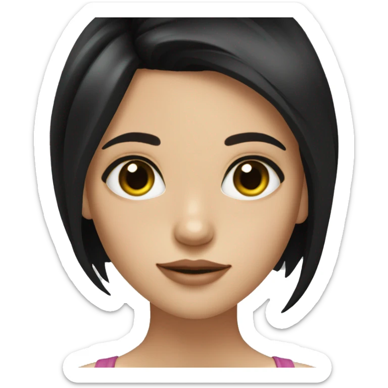 A girl with fair skin and medium length black hair with hazel green eyes sticker