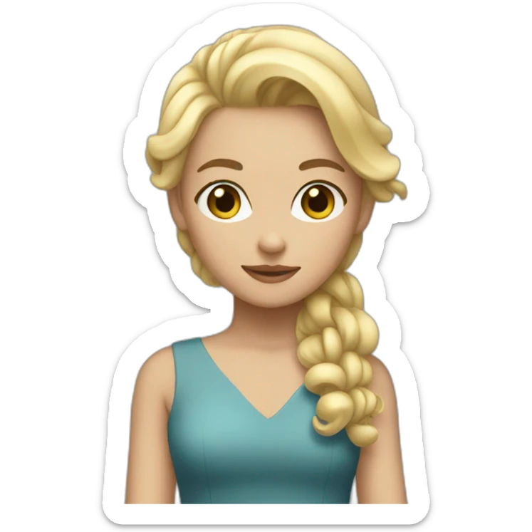 A blonde girl looks like a Jennie wearing a Rosie dress sticker