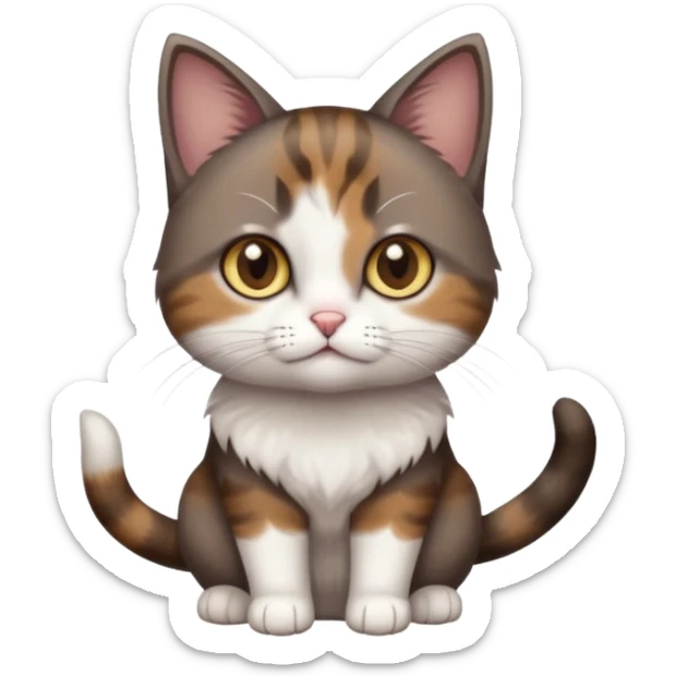full body small short hair dark brown and white cat with hazel eyes sticker