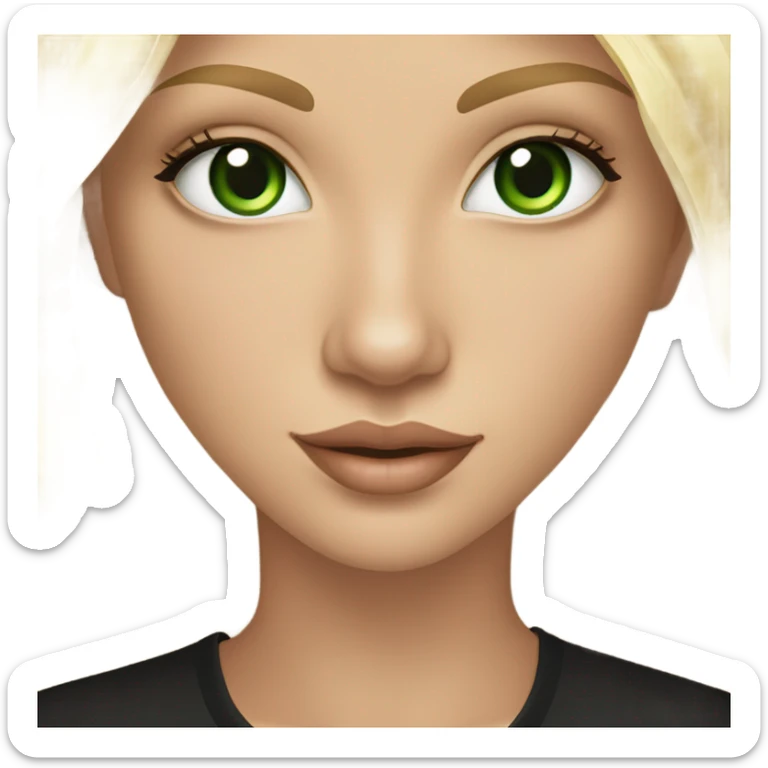 gorgeous long blonde girl cat eye green eyes gold jewlery light skin black shirt sticker