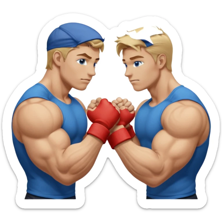 DIRTY BLONDE HAIR BLUE EYES BIG BICEPS FOR ARM WRESTLING YOUNG MAN sticker
