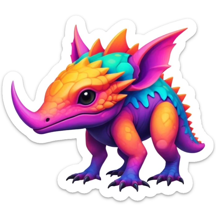 Dark vibrant pastel bright neon colorful edgy exotic painted Fakémon-Pokémon-Vernid-creature sticker