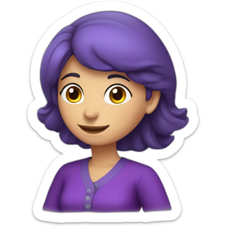 Armenian woman saying hello and giving five with happy face  in purple clothes  sticker