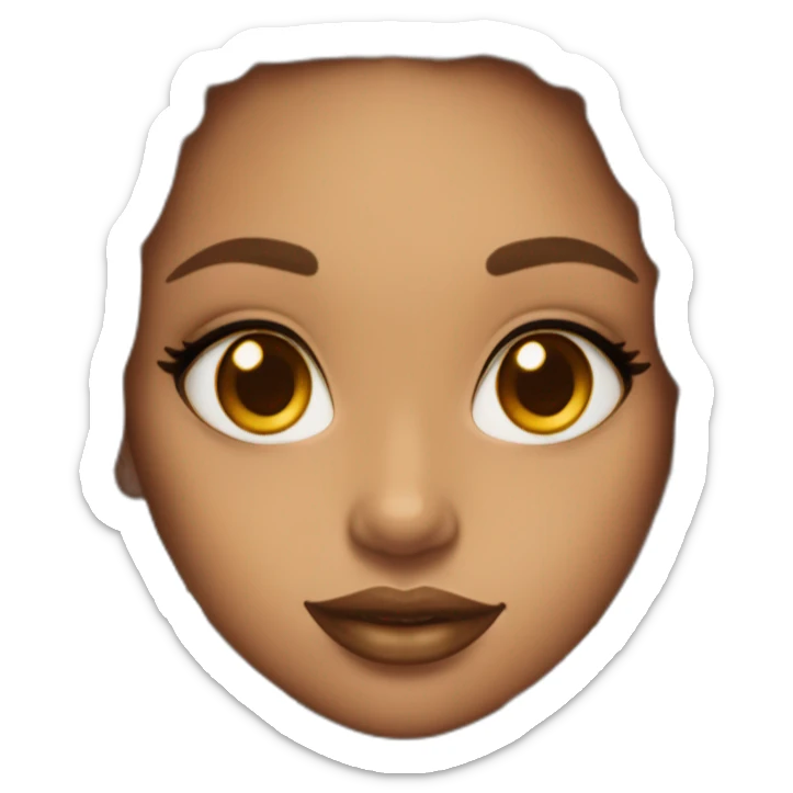 Emoji girl with honey tone skin with box braids and big lips with lip liner and almond eyes sticker