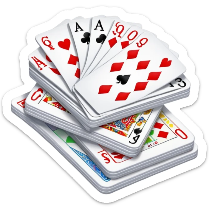 Canasta card game with a pile of cards and score pad sticker