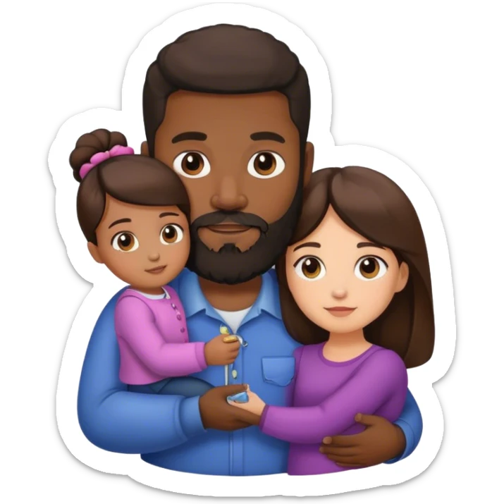Black man with facial hair hold small pretty brunette woman sticker