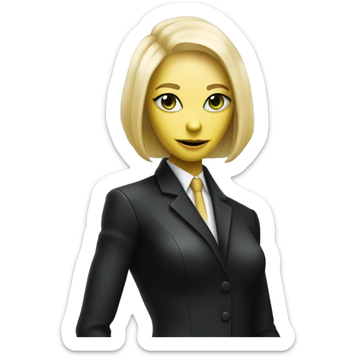 a blonde reptilian alien woman as men in black, full body sticker