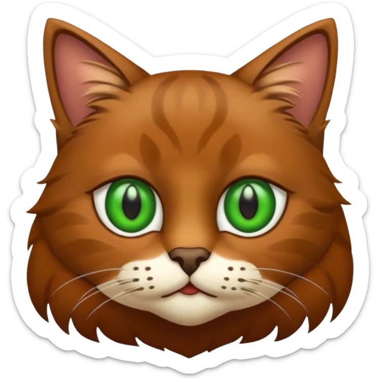 eine braune flauschige niedliche katze mit grünen augen (nicht leuch sondern matt) sticker