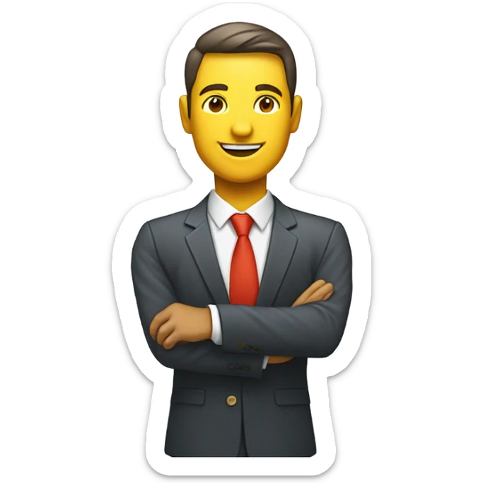 Create a unique illustrated avatar of an ambitious businessman holding a trophy, representing “Entrepreneurs.” Use vibrant colors and clear expressions. sticker