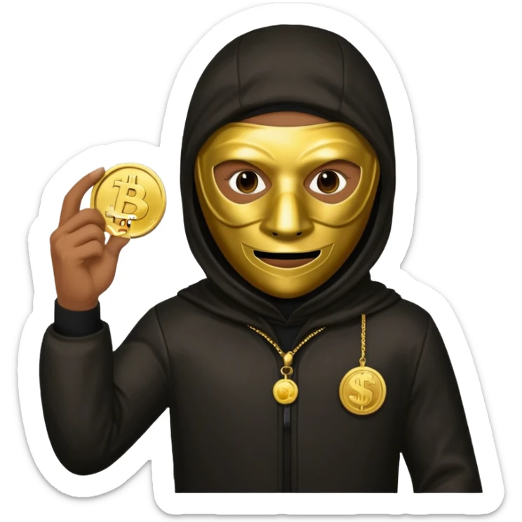 Robber emoji holding a 💰 wearing a mask that is made of robber suit without showing his hand the 💰 need to be in the left without is showing hands sticker
