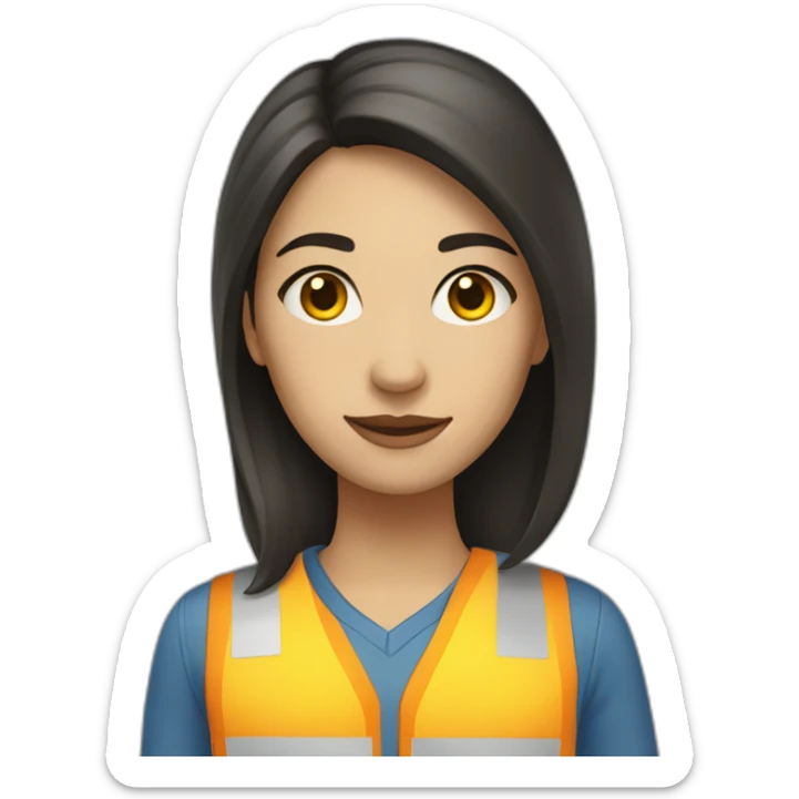 woman, civil engineer, dark hair, dark eyes, light skin, straight hair, blue and yellow colors sticker