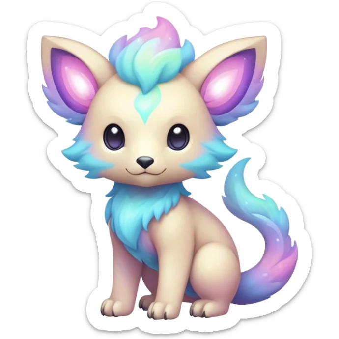 Cute cool colorful pastel nebula fantasy animal hybrid Fakemon full body  sticker