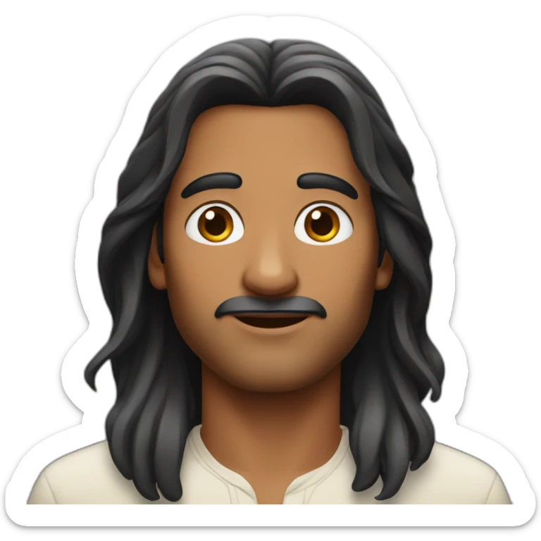 indian man face with long hair and no facial hair sticker