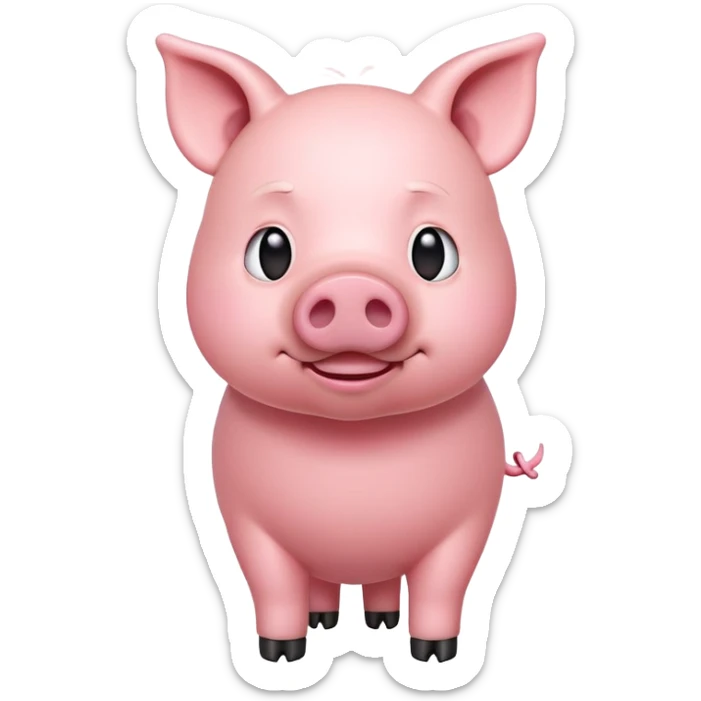 cinematic-[pig]-realistic-full-body-standing-emoji,-tail-flicking-lazily,-head-tilted-dramatically,-sleek-[pink]-skin,-simplified-yet-realistic-focused-features,-highly-detailed,-glowing-with-an-almost-sarcastic-glow sticker