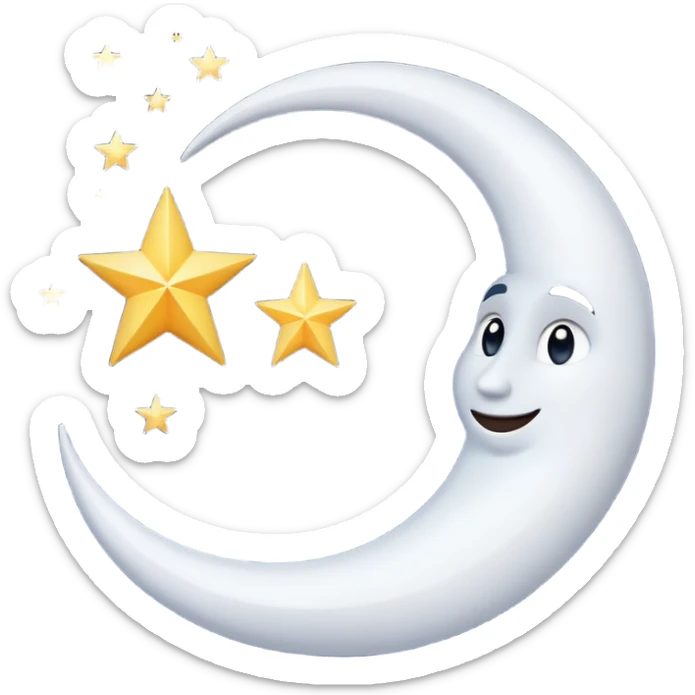 Star and Crescent emoji with black backgroun and no face but the start and crescent both should be in white colour sticker