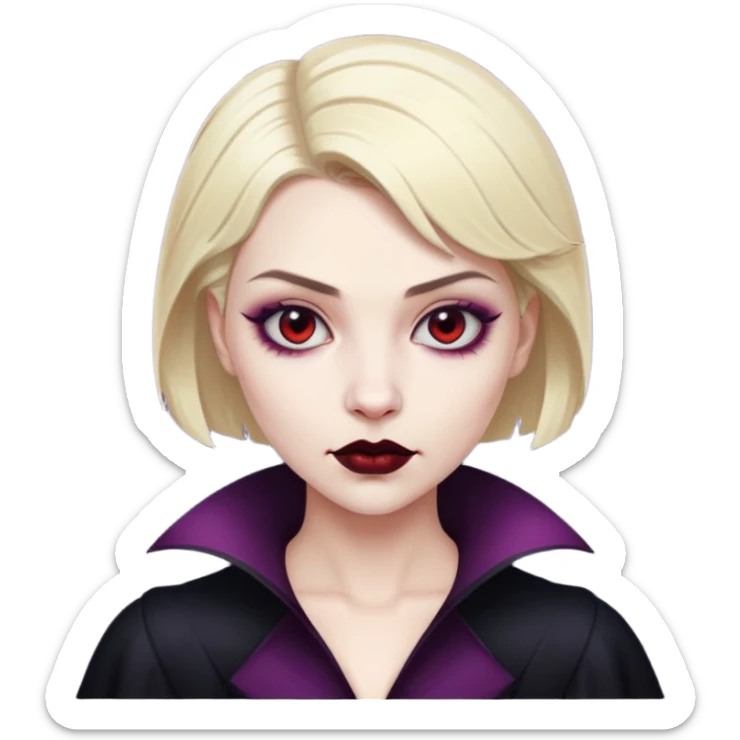 blonde vampire woman with short hair and white skin sticker