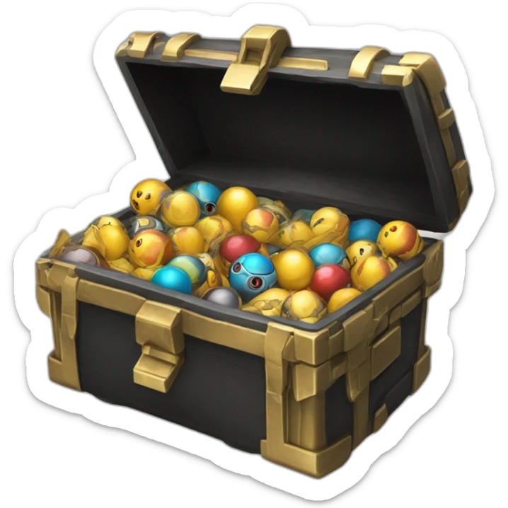 Pokemon Game LootCase Black Color Rich Treasure Legendary Epic Pokeballs and Pokemons Inside sticker