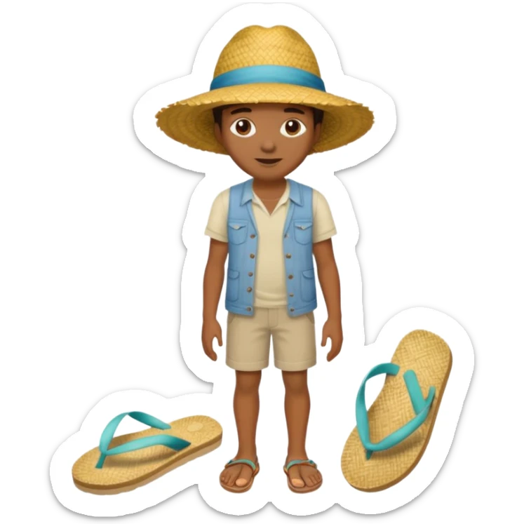 Créole réunionnais chapeau paille tong au pieds  sticker