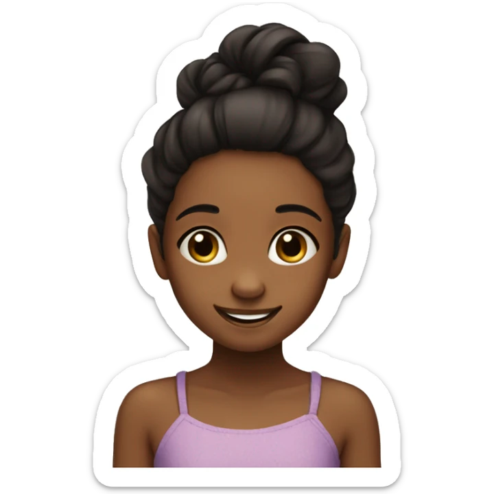 5 years old gir. Brown skin, happy face and whavy black hair sticker