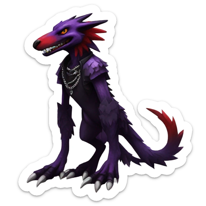 Black and purple and red edgy punk vernid-sergal full body sticker