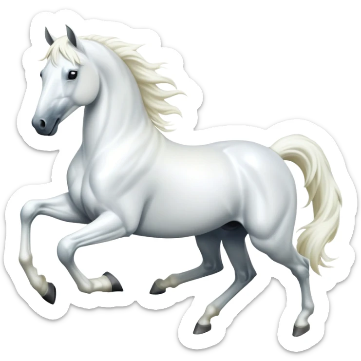cinematic-[white horse]-realistic-full-body-galopping-emoji,-tail-flicking-lazily,-head-tilted-dramatically,-sleek-[white]-coat,-simplified-yet-realistic-focused-features,-highly-detailed,-glowing-with-an-almost-sarcastic-glow sticker