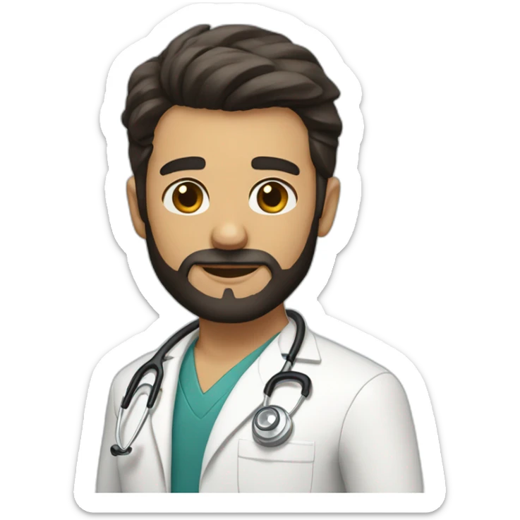 white doctor brown beard and short black hair on the head sticker