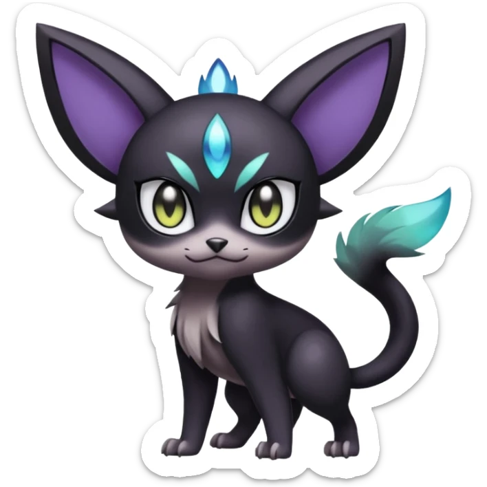 Smooth Edgy Cool Dark Dusky Gloomy Meloetta-Purrloin-Gatomon-Trico-Pokémon-Fakémon-fusion-hybrid-creature sticker